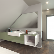 Зеркало в ванную 95 см для скошенных потолков мансарды без рамы и без подсветки ASM007 